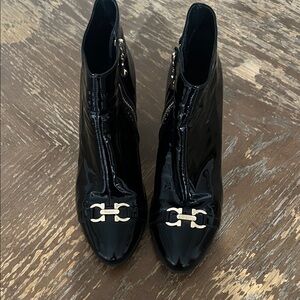 Elegant Black Patent Leather Ankle Booties